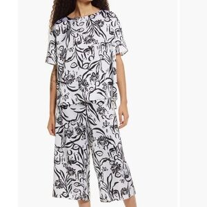 Nordstrom Cristina Martinez Satin Crop Pajamas White Falling Geo Size Medium